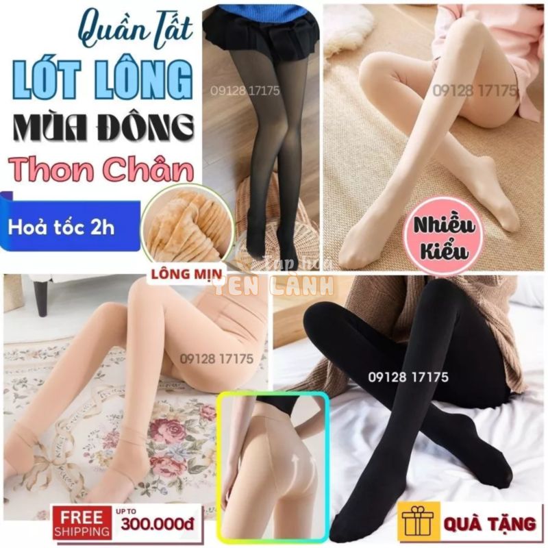 Quần Tất Lót Lông CHỊU NHIỆT (giữ ấm khi lạnh, mát mẻ khi trời nóng), Chống Nắng, ủ Trắng Da freesize co dãn tốt ôm body