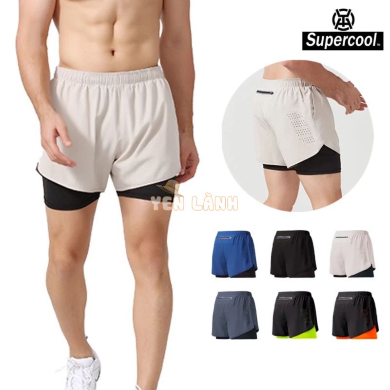 #SupercooL# 2 Lớp Quần Thun Short Đùi Baggy Thể Thao Nam Quần Tất Mỏng Nhẹ Thể Dục Phong Cách âu Mỹ Vải Thoáng Thun Lạnh PE Co Nhanh Khô Cao Cấp Thấm Hút Mồ Hôi Tốt Co Giãn Túi Hộp Chạy Bộ Chuyên Bóng Rổ Gym Bóng Đá Cầu Lông Xe đạp đi Biển