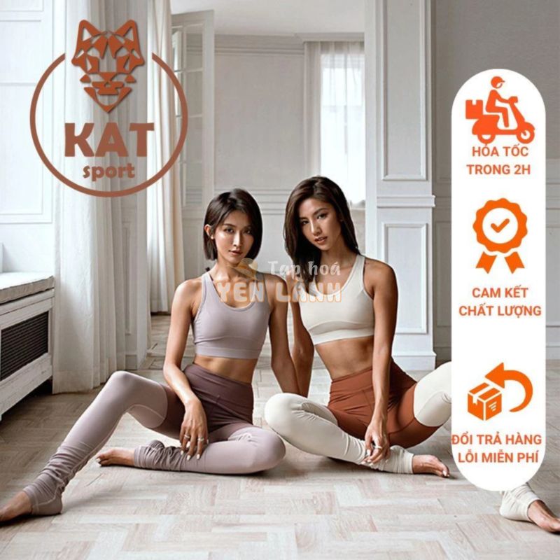 [ ả      ồ   ố còn S L] Set bộ tập Yoga Gym [KAT SPORT] bộ tập áo bra quần dài giả tất đạp gót