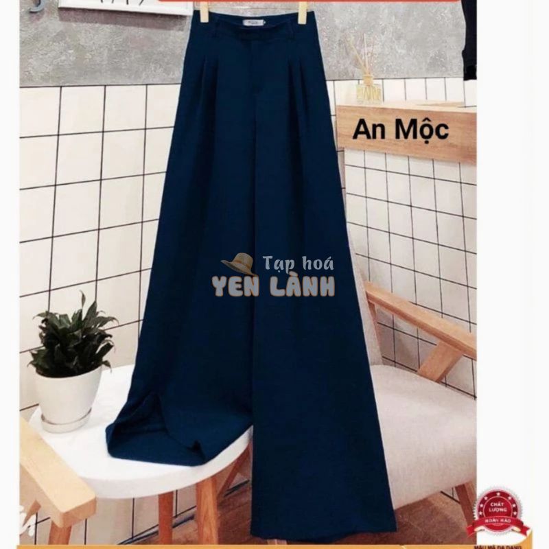 [AN MỘC] Quần tây ống rộng màu xanh than from dài 100cm cho nữ