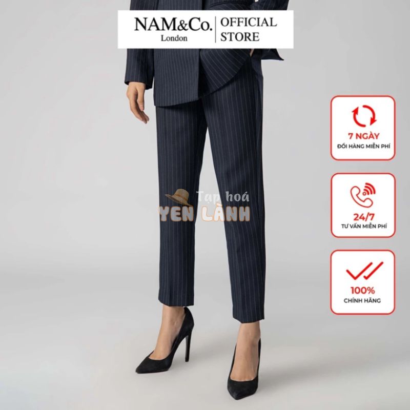 Quần tây ống suông nữ NamandCo công sở dáng đẹp sang trọng size S M L màu xanh ngọc, hoạ tiết kẻ xanh navy, be VP1462-1