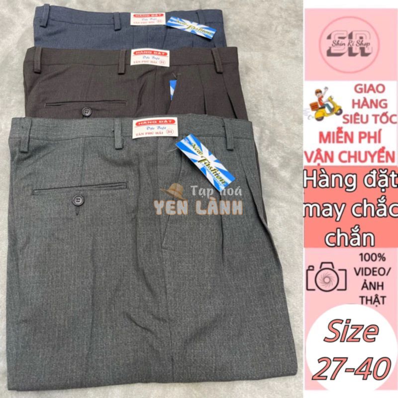 Quần tây nam trung niên xếp li màu tối bigsize 27-40