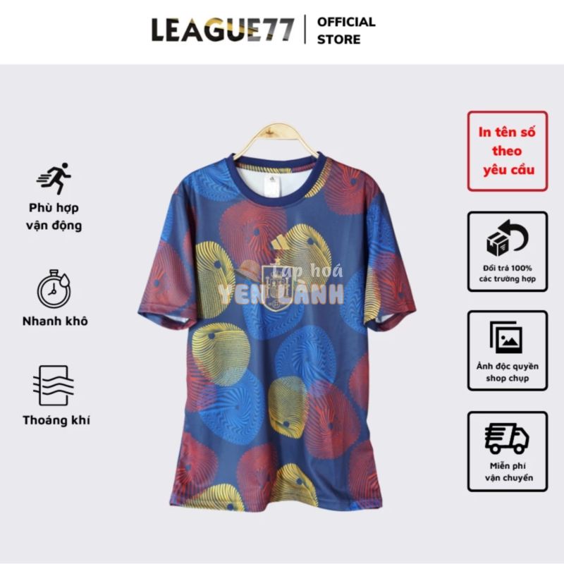 Áo Tây Ban Nha Leaguestore –  bộ quần áo đá bóng nam training ngắn tay màu loang vải dry fit form âu quần khóa kéo