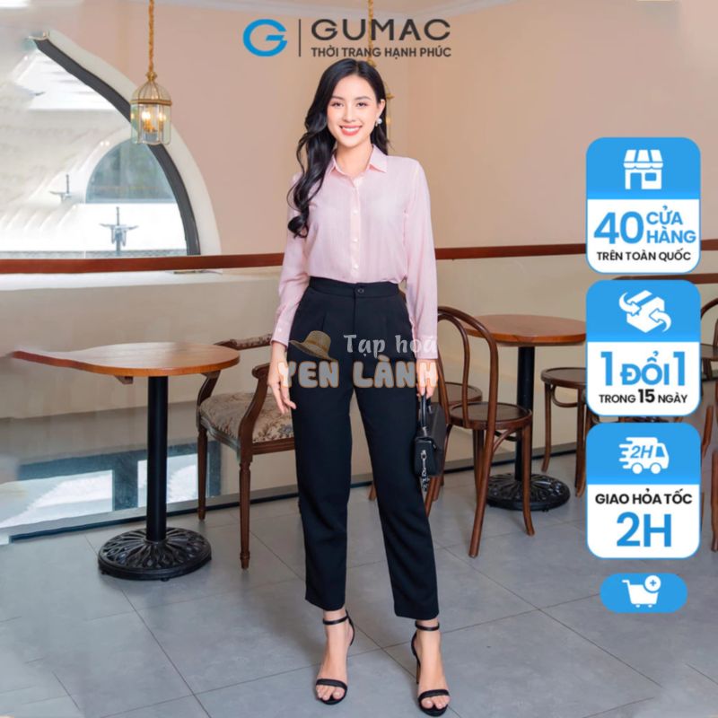 Quần tây nữ công sở ống đứng GUMAC QD09048 chiết li có túi xéo