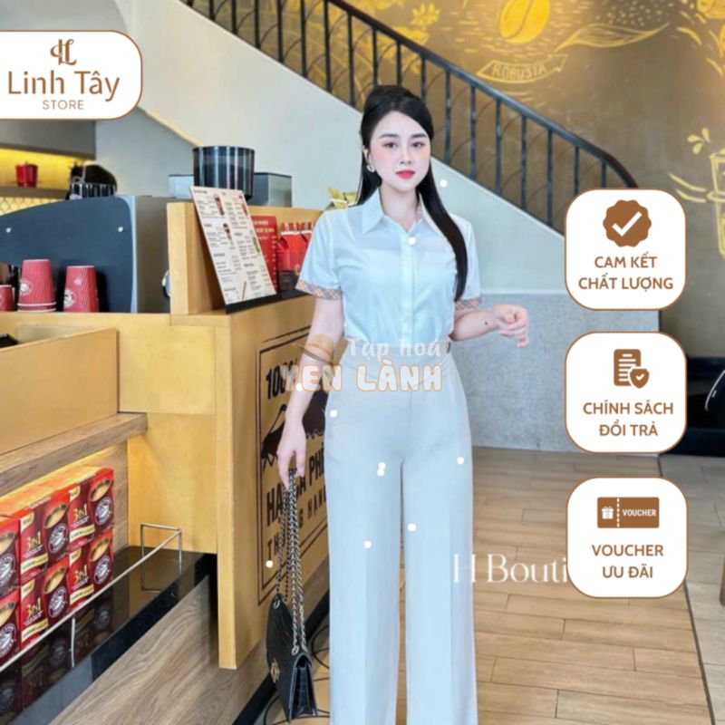 Quần Ống Suông Nữ Dáng Dài Chát Liệu Chéo Hàn Linh Tây Store QSU3040