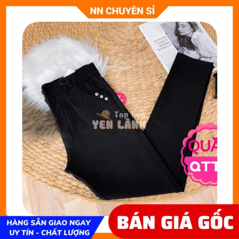 Quần tây công sở nữ chất thun umi cao cấp co giãn lên phom ôm dáng lưng phối kiểu dễ thương QTTD