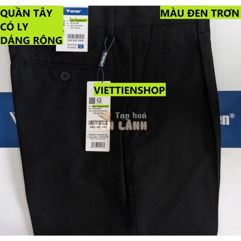 (ĐEN TRƠN QTR) QUẦN TÂY VIỆT TIẾN CÓ LY (KO ÔM – REGULAR)