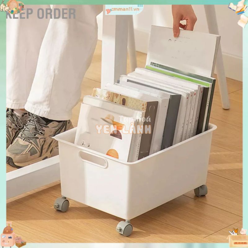 Keep order Giỏ Đựng Đồ Con Lăn NHỰA PP Cao Cấp Chắc Chắn Di Động Có Thể Chuyển Dễ Dàng Bảo Quản Dung Tích Lớn Hộp Sắp Xếp Sách Quần Áo Giày Dép cmman11.vn