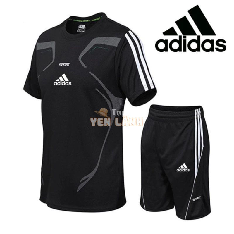 Bộ đồ thể thao Adidas Tay ngắn + Quần Short Đồ thể thao Bộ đồ 2 mảnh Chạy bộ thông thường Bộ đồ nam Thời trang Bộ đồ thể thao mùa hè chất lượng cao