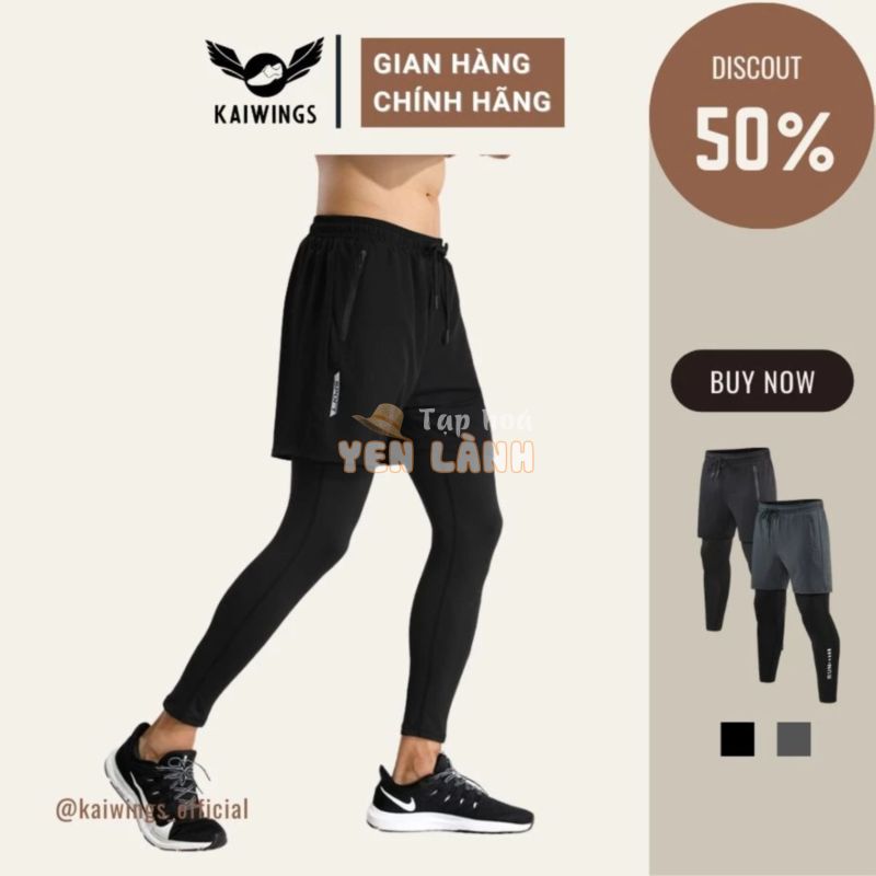 Quần bóng rổ nam dài thể thao KAIWINGS Quần tập gym nam 2 lớp có túi vải dù chạy bộ, cầu lông, bóng chuyền cao cấp KP039