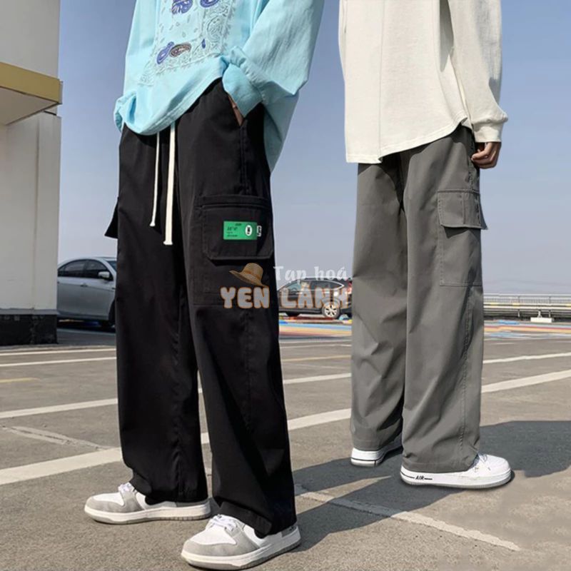 Quần túi hộp ống rộng nam quần cargo pants Cạp chun dây rút thoải mái .quần thể thao ống đứng hiphop Dễ phối đồ