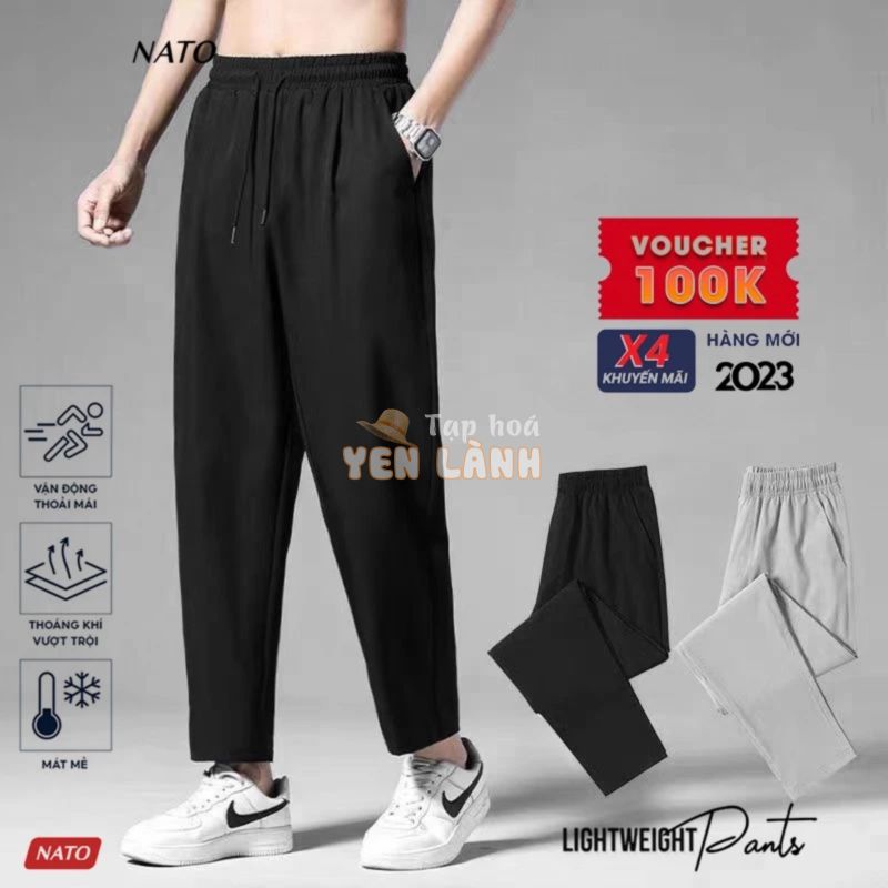 Quần Dài Thể Thao Nam SLIM Cotton Vải Thun Lạnh Cao Cấp Trơn Màu Đen Đẹp Jogger Nỉ Vải Gió Có Túi Dày Bó NATO