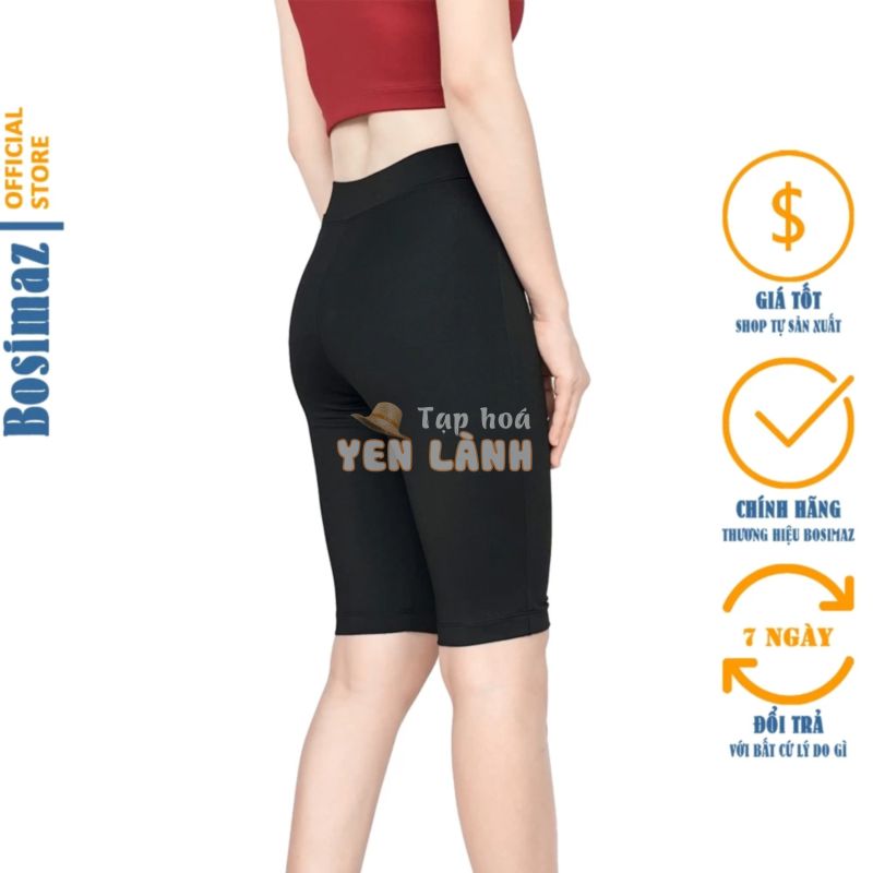 Quần Legging Nữ Bosimaz MS351 ngắn không túi màu đen cao cấp, thun co giãn 4 chiều, vải đẹp dày.