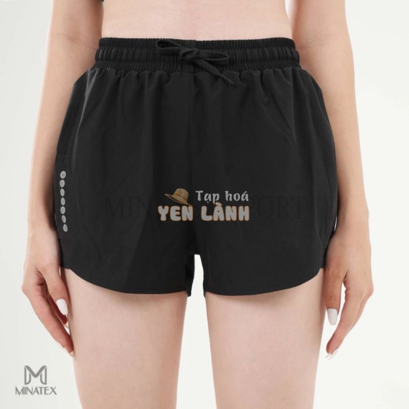 Đ1 – Quần short thể thao nữ, tập gym yoga, chạy bộ, bơi lội, đi biển 2 lớp MINATEX, lót thun mềm mại ôm mông đùi thoáng.