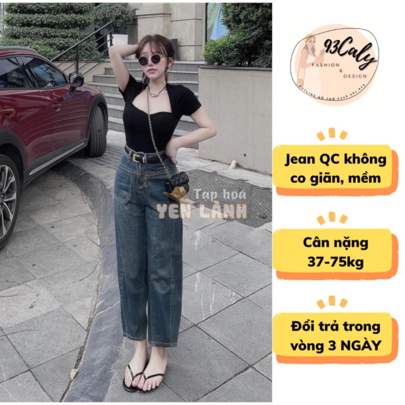 [BIGSIZE 75kg]-9408 Quần Jean Nữ Baggy Thụng Ống To HOT2023, quần bò suông ống rộng thoải mái lửng 9 tấc QCCC tôn dáng