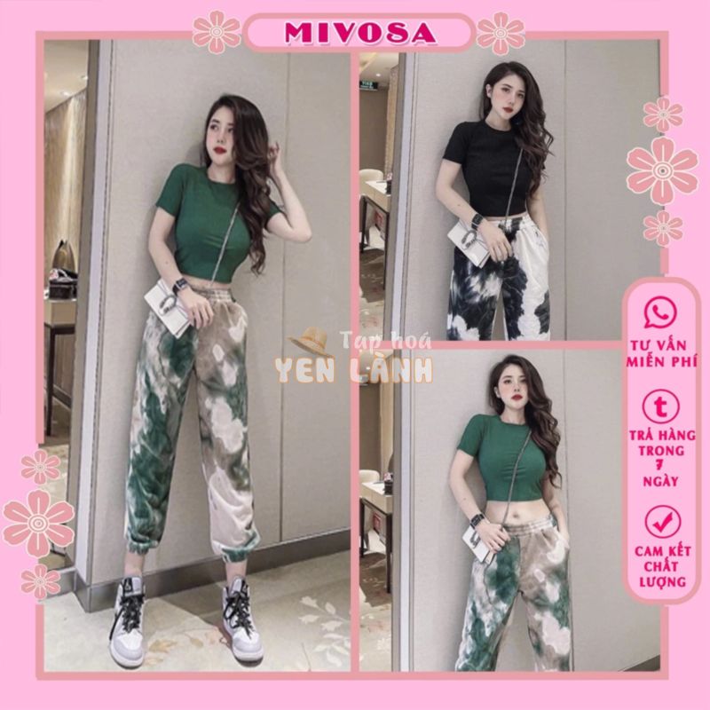 Set bộ nữ croptop cộc tay quần loang thụng đồ bộ nữ thể thao MIVOSA 063