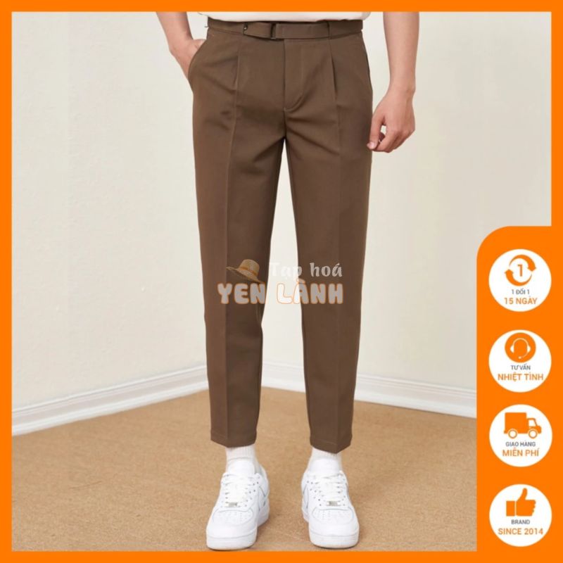 Quần âu nam ống côn Độc menswear có đai quần điều chỉnh bụng co giãn form regular dài trên mắt cá chân – QV144