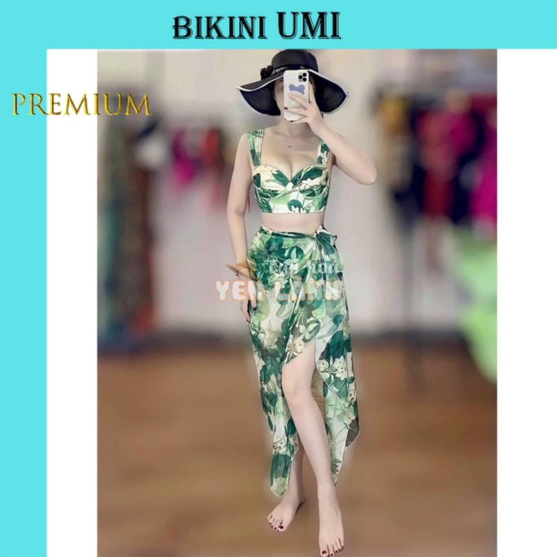 BIKINI ÁO GỌNG VUÔNG QUẦN CẠP CAO KÈM KHĂN CAO CẤP BIKINISTORE