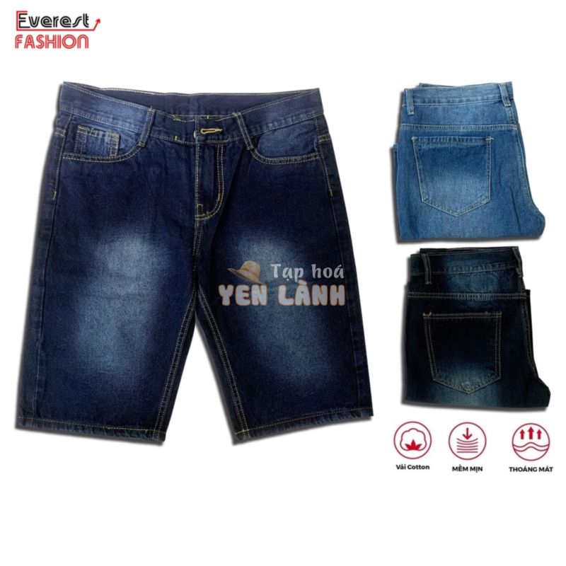 Quần Đùi Jean Nam M C FASHION Andromeda Form Đứng Wash Bạc Vải Coton Dày Không Bị Ra Màu