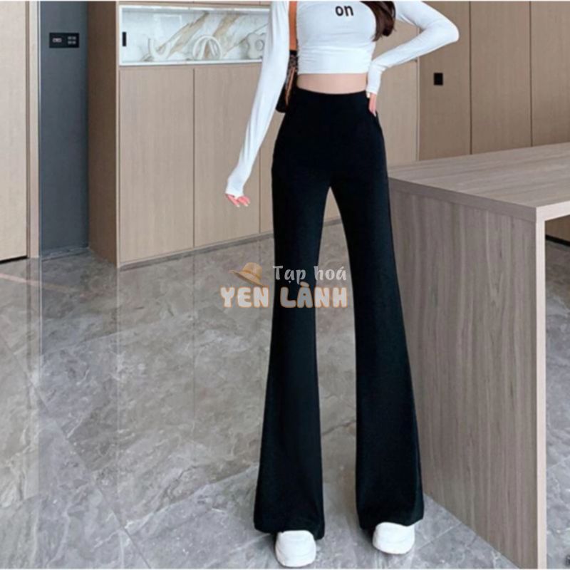 Quần ống loe nữ cạp lưng cao dáng dài form ôm legging tôn dáng co giãn ATT