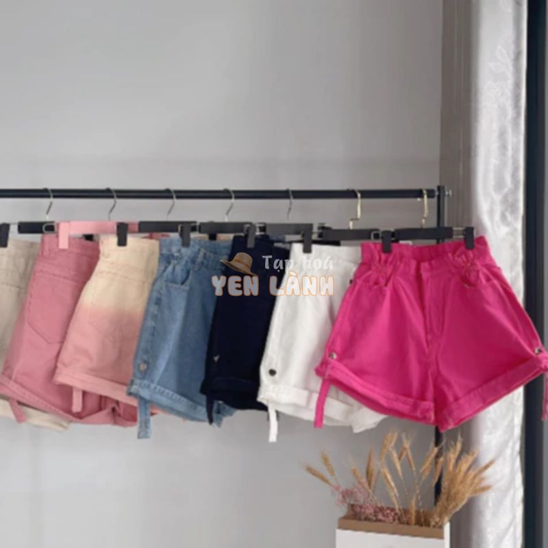 (Bigsize S -3XL) Quần short jean nữ, xắn lai chít eo lưng cao, quần đùi nữ bò, Nhiều Màu