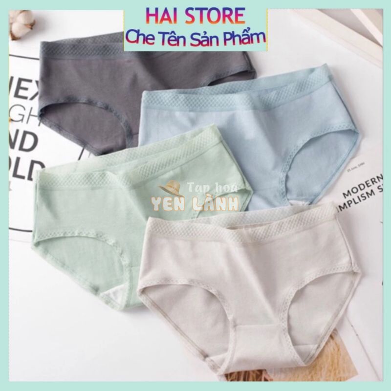 Quần Lót Nữ Cotton Xuất Nhật Trơn Màu Chip Viền Cạp Lưới Cao Cấp Nâng Mông Xì Kháng Khuẩn Mỏng Mềm Thoáng Mát