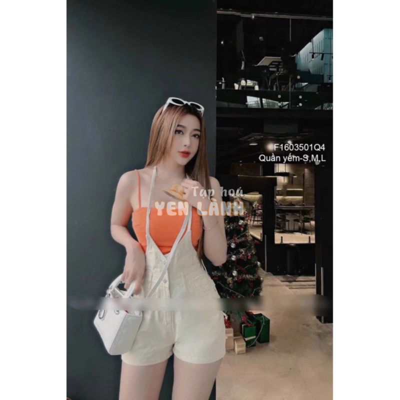 Quần yếm jean short 2 dây nhỏ, quần yếm short nữ VIENS STORE