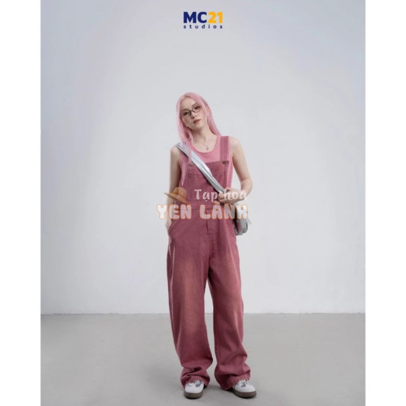 Quần yếm denim MC21.STUDIOS dáng dài oversize Ulzzang Streetwear Hàn Quốc bigsize chất mềm xịn Q4103