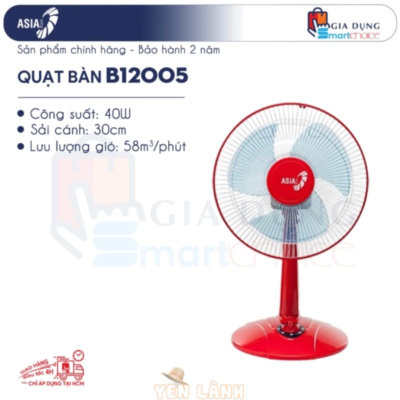 Quạt Bàn ASIAvina B12005, B12001 – 40w, Tiết Kiệm Điện, Độ ồn thấp, Chính Hãng, Giao Hỏa Tốc