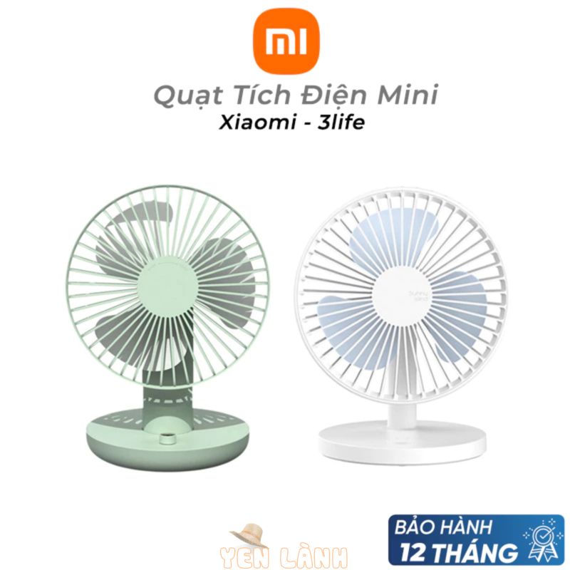 Quạt tích điện để bàn Xiaomi 3Life 202/209 [Bảo Hành 12T] Quạt tích điện mini để bàn dung lượng pin 2000-3000mAh