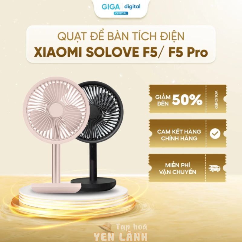 Quạt Để Bàn Tích Điện Xiaomi Solove F5 – Hoạt Động Liên Tục 12H Điều Chỉnh 3 Chế Độ Gió, Dung Lượng Pin 4000mAh