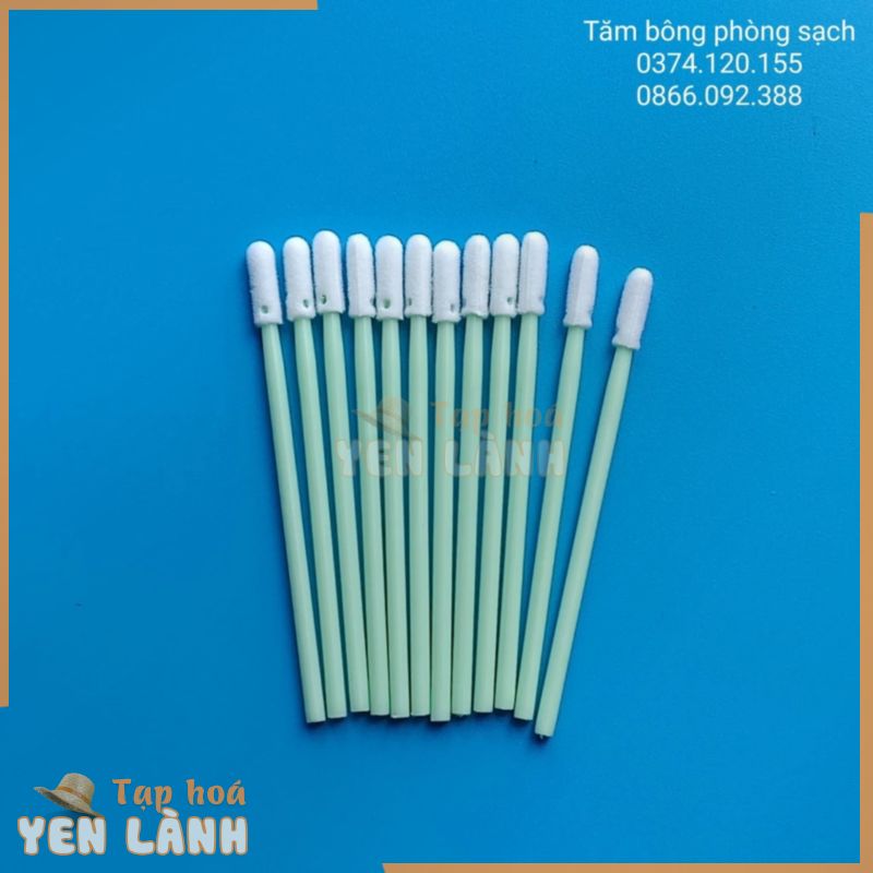 ( 1 túi 100pcs,500pcs) Tăm bông phòng sạch thân nhựa, đầu bông,vải foam, dạng mút xốp dùng trong công ty sản xuất