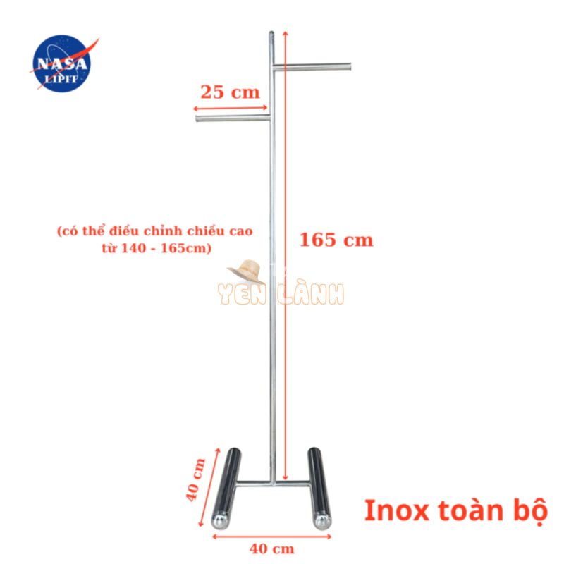 Sào treo quần áo Chữ T inox chân Boom, cây treo quần áo chữ T livetream chân tròn inox hoàn toàn mẫu mới nhất [T02]