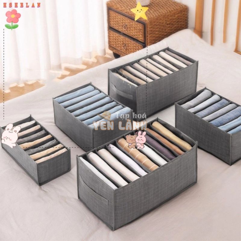 [Ready Stock] Foldable Clothes Storage Box Wardrobe Organizer With Compartments Breathable High Quality Drawers Divider