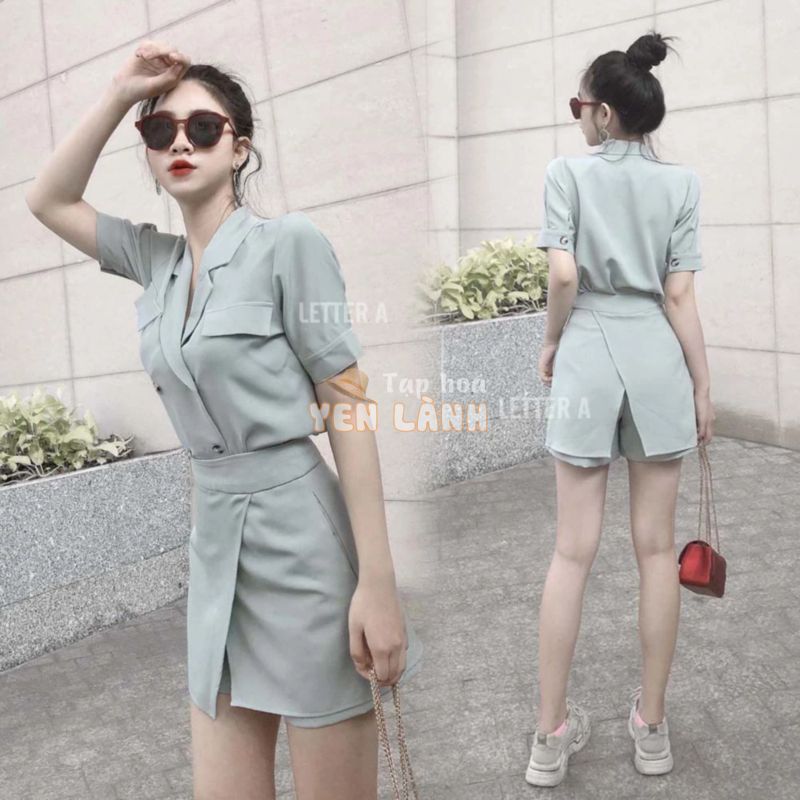 FLASH SALE Set áo vest + quần giả chân váy cao cấp dự tiệc công sở đẹp xinh nữ Letter A SE327