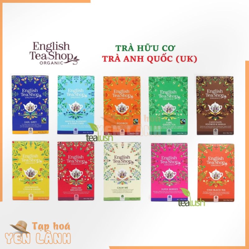 Trà túi lọc hữu cơ organic English Tea Shop (hàng Anh) nhiều vị