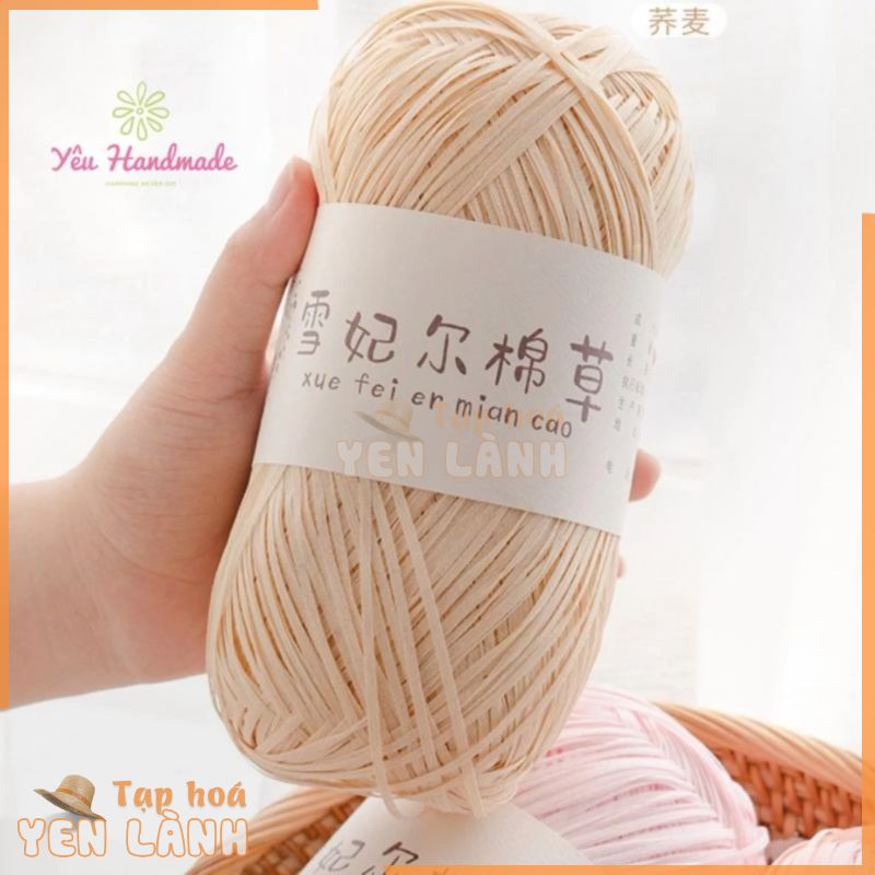 [HOT] Cuộn Sợi cỏ Chiffel 100gram sợi cọ cotton Mian Cao của hãng Xuefeier móc mũ nón, túi xách