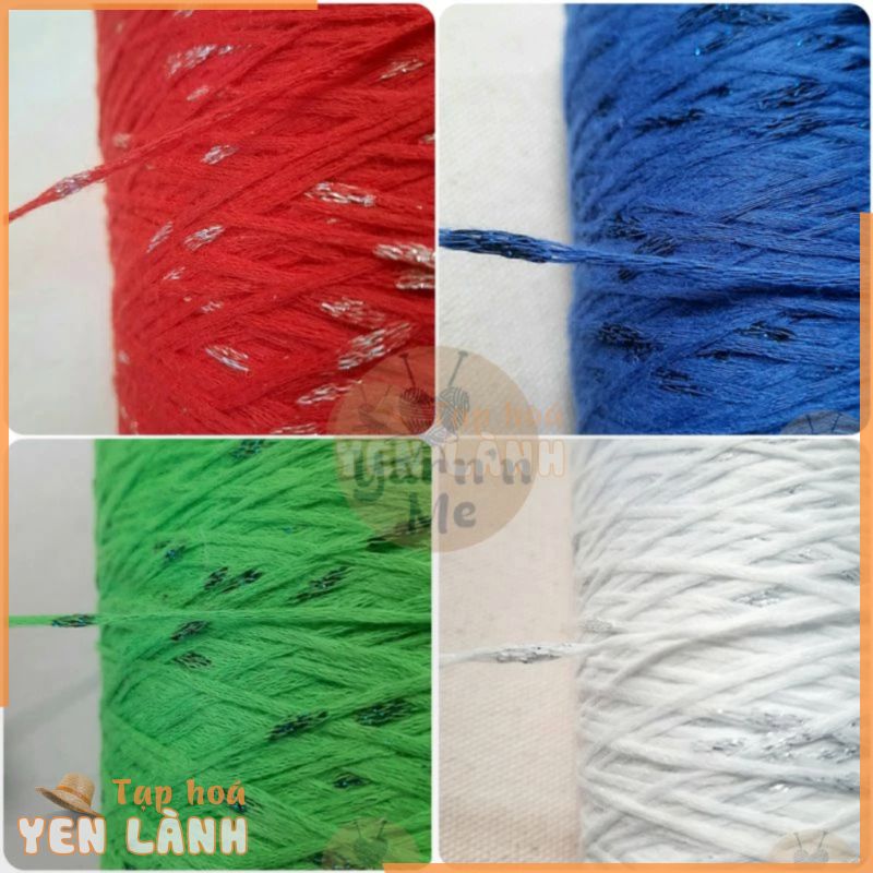 100gr Sợi dệt cotton kiểu, dẹp, kim tuyến mềm đẹp, móc áo, túi, nón…