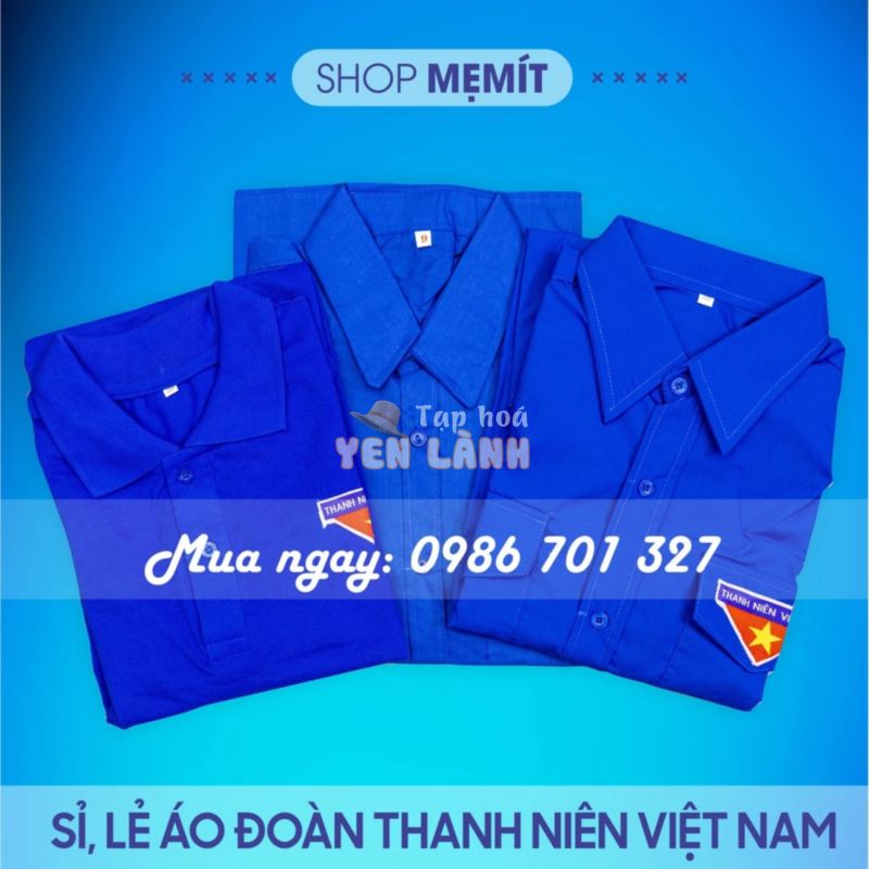 (Tặng huy hiệu Đoàn)Áo Đoàn Thanh niên Việt Nam Form chuẩn loại đẹp