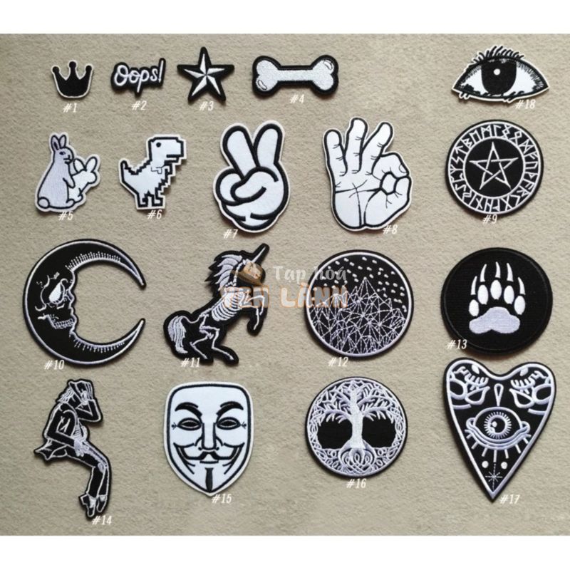 Sticker ủi thêu hình đơn giản độc đáo – Phụ kiện Patch ủi quần áo balo S08