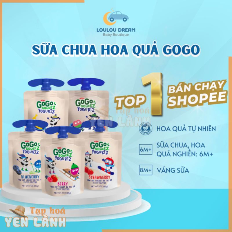 Sữa chua Gogo Squeez Mỹ dạng túi vị hoa quả cực thơm ngon [ĐỦ 5 VỊ]