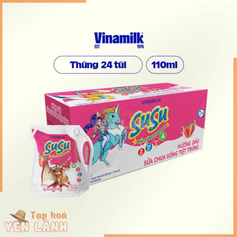 Sữa chua uống Hương dâu Vinamilk Susu – Thùng 24 túi 110ml