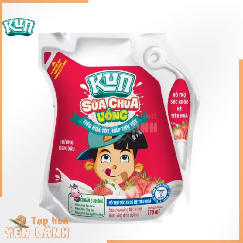 Kun sữa chua uống hương dâu thùng 24 túi x 110ml