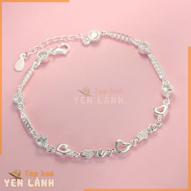 Quà tặng người yêu – Lắc tay nữ bạc đẹp chữ Love, vòng tay đính đá thời trang nữ LTN0181 Trang Sức TNJ