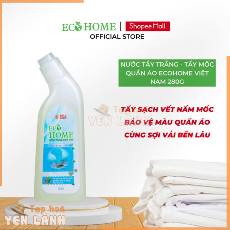 Nước Tẩy Trắng – Tẩy Mốc Quần Áo Công Nghệ SInh Học ECOHOME 280G Đánh Bay Mọi Vết Ố Mốc Lâu Ngày Bám Trên Balo Túi Xách