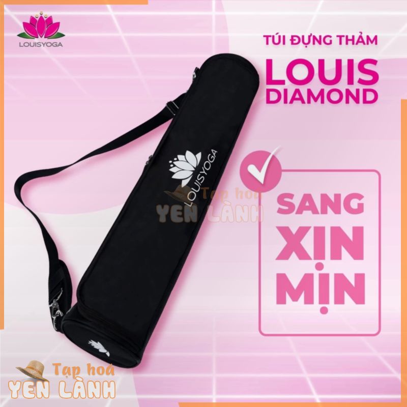 Túi đựng thảm tập yoga cao cấp Louis Yoga bản Diamond có lớp vải chống xước thảm bên trong, khóa 2 chiều dây, đeo có đệm