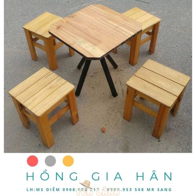 Cần Thanh Lý 50 Bộ Bàn Ghế Gỗ Hồng Gia Hân Bgg34_Bàn Ghế Quán Nhỏ Tiện Dụng