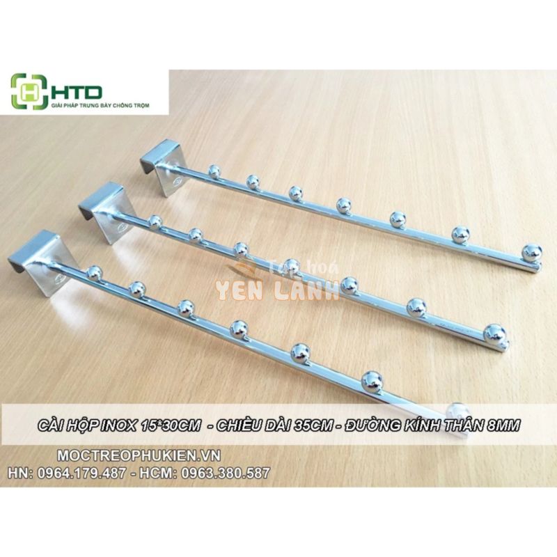 Móc inox treo quần áo 7 bi cài thanh ngang D16-350