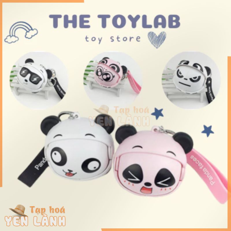 Móc chìa khóa gấu trúc béo 6 biểu cảm thay đổi được vui nhộn The ToyLab dùng để treo balo, túi xách, cặp, ví, móc đôi