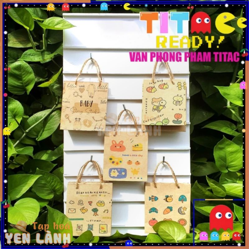 [TQ] Túi Giấy Thiết Kế Mini Vintage Kraft Họa Tiết Có Quai Dễ Thương 9*12*3 – Sự Kết Hợp Tuyệt Vời Cho Món Quà Của Bạn